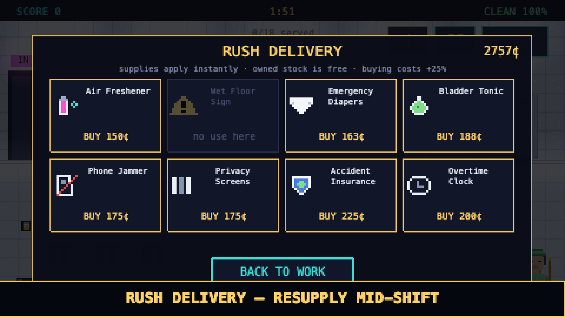 Rush Delivery mid-shift shop